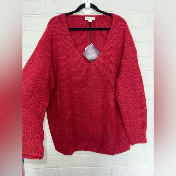 NWT AVA & VIV XXL 1X 2X 3X Women’s sweater V neck plus size XXL 2X 3X ✨ - Picture 2 of 12